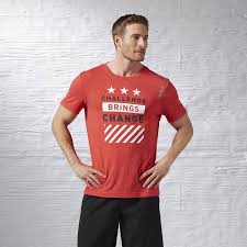 Men Clothing Reebok Les Mills Lifestyle Tee Mens Riot Red