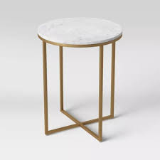 Dale Round White Marble Top End Table With Brass Base Project 62 In 2020 Marble Top End Tables Marble End Tables End Tables