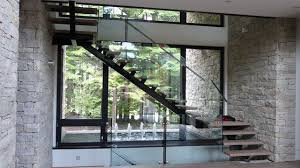 Red Staircase Color With Door And Contemporary Style Glass Wall Modern Architecture European Windows Glass Ra Stairs Design Staircase Design Modern Stairs