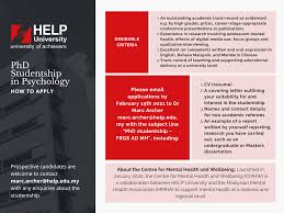 Maybe you would like to learn more about one of these? Fully Funded Phd Studentship Opportunity Centre For Mental Health Wellbeing Facebook