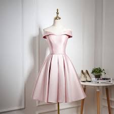 A Line Off Shoulder Ruched Knee Length Homecoming Dress Vintage Satin Knee Length Prom Dress Short Party Dress H174 Knee Length Bridesmaid Dresses Pink Homecoming Dress Satin Homecoming Dress
