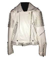 New Handmade Men S White Fashion Studded Punk Style Leather Jacket White Fashion Punk Fashion Western Wear