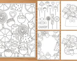 These coloring pages can be printed for free for children of all ages. Candy Coloring Pages Etsy
