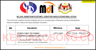 Muaz hadi july 18, 2020 leave a comment. Jawatan Kosong Jabatan Insolvensi Malaysia