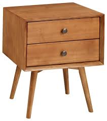 A wide variety of two drawer bedside table options are available to you, such as general use, design style, and wood style. Mid Century 2 Drawer Solid Wood Nightstand Midcentury Nightstands And Bedside Tables By Walker Edison Houzz