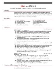 personal trainer resume examples