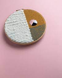 Woven Wall Hanging Geometric Embroidered Wall Art Embroidered Wall Art Fiber Art Wall Hanging Woven Wall Art