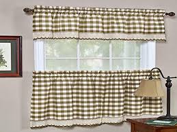 These durable curtains are trimmed with a beautiful bone color macrame lace. 24 Tier Burgundy Sweet Home Collection Buffalo Check Gingham Kitchen Window Curtains Valance Set Valances Home Kitchen Royayesalamat Com