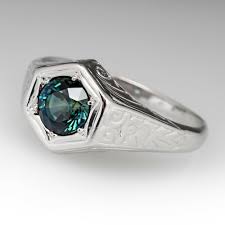 1.70 CT Slightly Bluish Green Color Sapphire Men's Fashion Sterling Silver Ring | eBay
