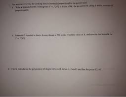 Cooking method, the degree of doneness and the thickness of your steak and . Solved 1 In A Microwave Oven The Cooking Time Is Inversely Chegg Com