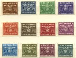 ♦ znaczki nie będą się sklejać, jeśli przechowujemy je w srebrnej folii lub folii aluminiowej. Znaczki Pocztowe Generalnego Gubernatorstwa 1939 1945 Generalgouvernement