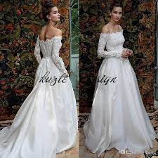 Pocket Design Overskirt Wedding Dresses With Long Sleeve 2018 Lihi Hod Off Shoulde Long Train Wedding Dress Wedding Dresses Lace Long Sleeve Wedding Dress Lace