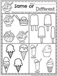 Ice Cream Theme Worksheets For Preschool Same Or Different Preschoolworksheets Icecreamworks Preschool Learning Activities Summer Preschool Ice Cream Theme