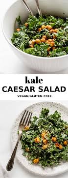Kale Caesar Salad Vegan Gluten Free Recipe Kale Caesar Salad Vegan Caesar Salad Healthy Salad Recipes