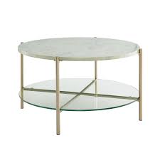 Woodland imports essex coffee table coffee table mounted on aluminum base. We Furniture 32 Round Coffee Table White Marble Top Glass Shelf Gold Legs Coffee Tables Aliexpress