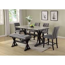 See more ideas about counter height dining sets, dining, counter height dining table. Best Quality Furniture Faux Marble Counter Height 6pc Dining Set On Sale Overstock 28979659 1 Table 4 Chairs Bench Dark Grey