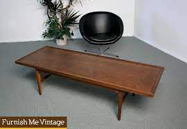 Medium tone walnut table with drawer from the drexel heritage collection. Mid Century Modern Drexel Declaration Coffee Table