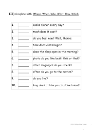 Exercises Wh Question Words Worksheet Free Esl Printable Worksheets Made By Teachers Wh Questions Worksheets This Or That Questions Wh Questions
