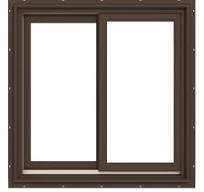 JELD-WEN W-5500 35-5/16-in x 35-9/16-in Dark Chocolate Exterior Natural  Unfinished Pine Interior Left/Right Handed Aluminum-clad Sliding Window ...