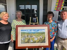 The East Alton Meeting House Society past-president, David Countway  commissioned local fine artist, Peter Ferber, to create a painting of the  historic meeting house and surrounding Gilman Corner neighborhood. Limited  edition prints