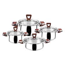 Zeyna çelik setinin içinde bulunan farklı boydaki tencerelerde çorba, pilav ve diğer yemek çeşitlerini sağlıklı bir şekilde pişirebilirsiniz. Karaca Venus 8 Parca Celik Tencere Seti Karaca