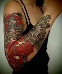 Black And Grey Sleeve With Color Click Com Cn Red Flower Tattoos Black Flowers Tattoo Sleeve Tattoos