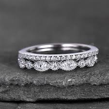 Sterling Silver Ring Set Cubic Zirconia Wedding Band Cz Etsy In 2020 Cubic Zirconia Wedding Bands White Gold Rings Cz Wedding Rings