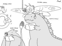 Tokusacu I Kajdzyu Ejga 2 Godzilla Funny Kaiju Monsters King Kong Vs Godzilla