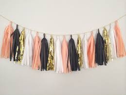 Black And Gold Party Ideas Peach Gold White And Black Tassel Garland Banner Party Decor Party Banner Birthday Decoration Peach Party Decorations Peach Party Halloween Mantel Decor