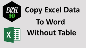 How To Copy Excel Data To Word Without Table Excel Tutorials Words Excel