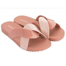 Zaxy Check Nude Flat Shovel Flip Flops For Woman