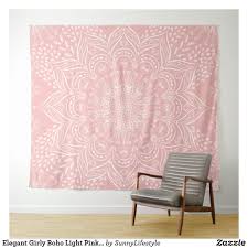 Elegant Girly Boho Light Pink Mandala Tapestry Zazzle Com Wall Tapestry Pink Tapestry Tapestry Pink