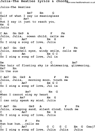 Love Song Lyrics For Julia The Beatles With Chords For Ukulele Guitar Banjo Etc Lyrics And Chords Love Songs Lyrics The Beatles
