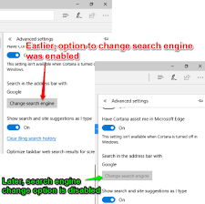 When you type any words or any query in microsoft edge address bar, default search engine bing is used to find information and websites matching to your search. How To Disable Changing Default Search Engine In Microsoft Edge