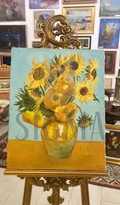 Tournesols) este numele a două serii de picturi prezentând natură statică pictate de către artistul olandez vincent van gogh. Tablou Floarea Soarelui Reproducere Dupa Vincent Van Gogh Ulei Panza 71x56 Cm Semnat Lilimon Okazii Ro