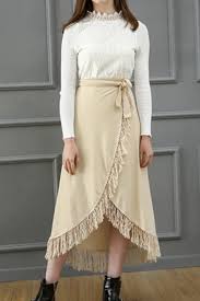 Very comfortable waist, good length, drapes well. Hot Popular Apricot Tie Waist Fringe Hem Midi Knitted Wrap Skirt Beautifulhalo Com