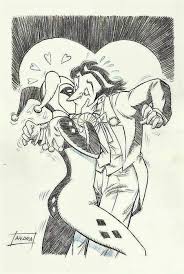 A drawing mix of old and new harley and joker. Batman Original Drawing Joker Harley Quinn Andra Catawiki