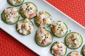 The peppery blooms of nasturtium can be thrown in whole or torn into pieces to add to many dishes. Shrimp Salad On Cucumber Slices Skinnytaste