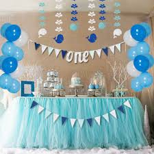 Baby Shower Party Diy Sets Paper Fish Banner Blue Pink Happy Birthday Party Decoration Kids Baby Boy Girl 1 First Year Party Party Diy Decorations Aliexpress That's because your tiny keep the party brief, recommends o'malley — two hours is plenty of time to do an activity, serve cake and open presents.