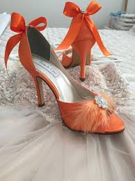 Orange Wedding Shoes Bridal Shoes Wedding Shoe Orange Orange High Heels Orange Heels Orange Wedding Orange Bow Wedding Shoe Wedding Ayakkabilar
