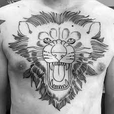 Black And White Lion Tattoo Ideas Top 73 Lion Chest Tattoo Ideas 2020 Inspiration Guide Traditional Lion Tattoo Lion Chest Tattoo Traditional Tattoo Old School