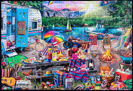 Aimee stewart is a self taught artist candylicious is a standard rectangular 1000 piece puzzle. Buffalo Aimee Stewart Family Campsite 2000 Pieces I Love Aimee Stewart Puzzles They Re So Colorful Jigsawpuzzles