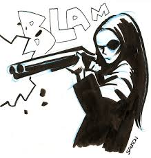 Personal sketchcard for a film i love, thriller: They Call Her One Eye Visions Of Christina Lindberg Tomb It May Concern