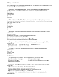 Check spelling or type a new query. Ap Biology Practice Test 5 These Are Examples Of The Kinds Of