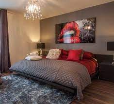 See How The Brown Wood Your Closet Cream Wall Walls And Floor Combine Well With The Red And Gray Home Decor Bedroom Red Bedroom Decor Bedroom Red