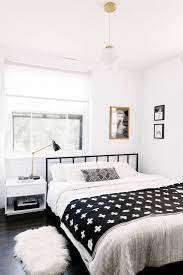 Tricks For Stylish Small Space Design From Havenly Domino Monochrome Bedroom Scandinavian Design Bedroom Bedroom Design