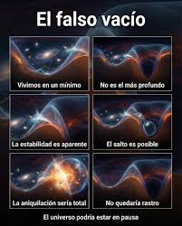 Y SI VIVIMOS EN UN FALSO VACÍO? En teoría de campos cuánticos, un sistema  puede quedar atrapado en un estado metaestable, llamado falso vacío. Parece  estable, pero no lo es de forma