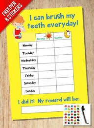 Details About Tooth Teeth Brushing Reward Chart Kids Childrens Sticker Star Girls Boys