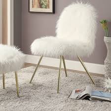 Furniture Of America Kene Modern White Faux Fur Padded Accent Chair White Gold Metal In 2020 Furniture Of America Furniture Accent Chairs