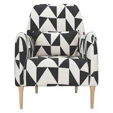 Chaises de salle à manger. Daborn Black And White Geometric Fabric Patterned Armchair Armchair White Armchair